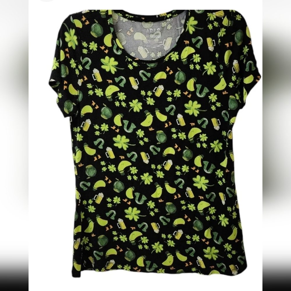 Apt 9 Essentials Black Green St Patricks Day Chicks Beer Top Women's Size Small
